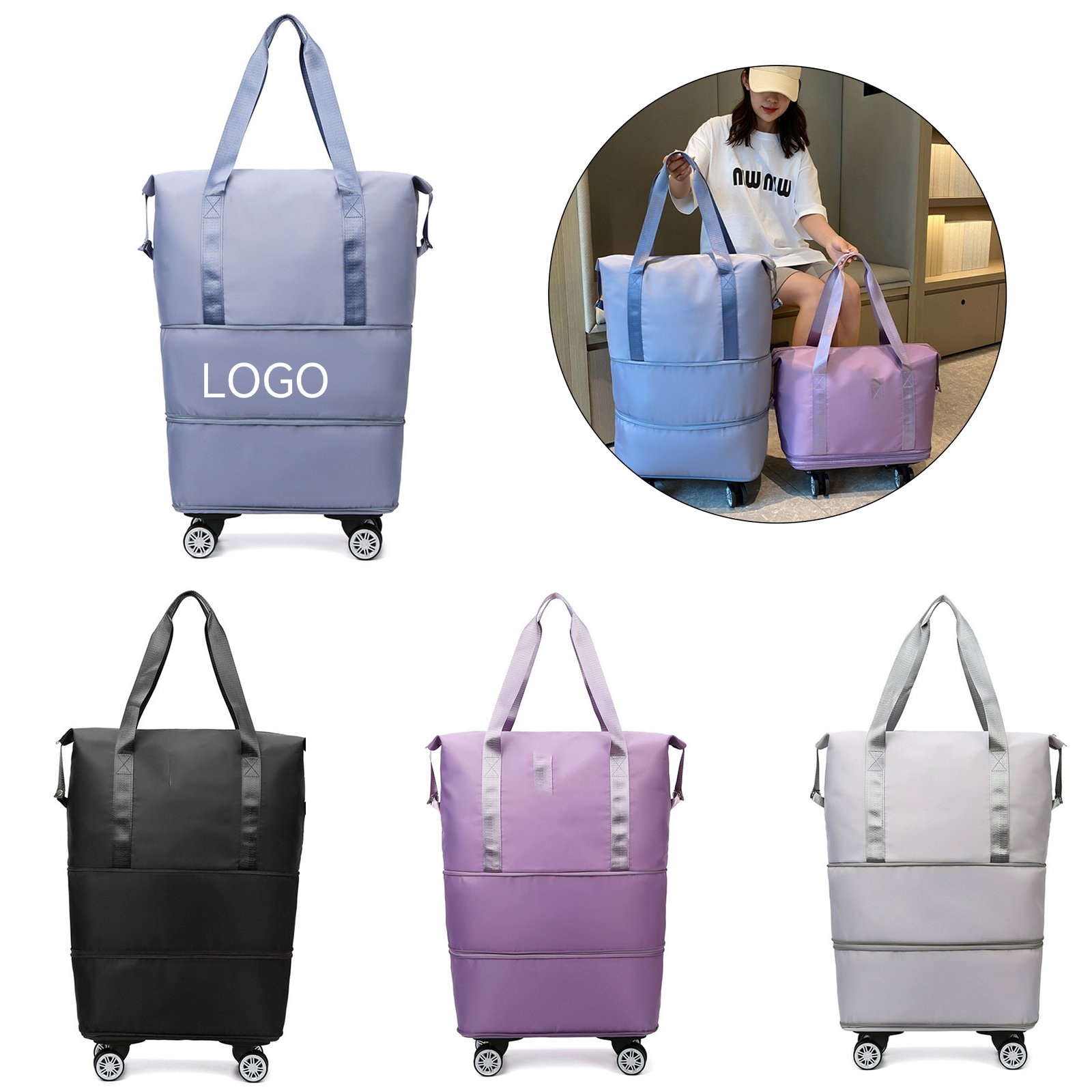 1 (6) Expandable Wheels Duffel Bag - Image 1