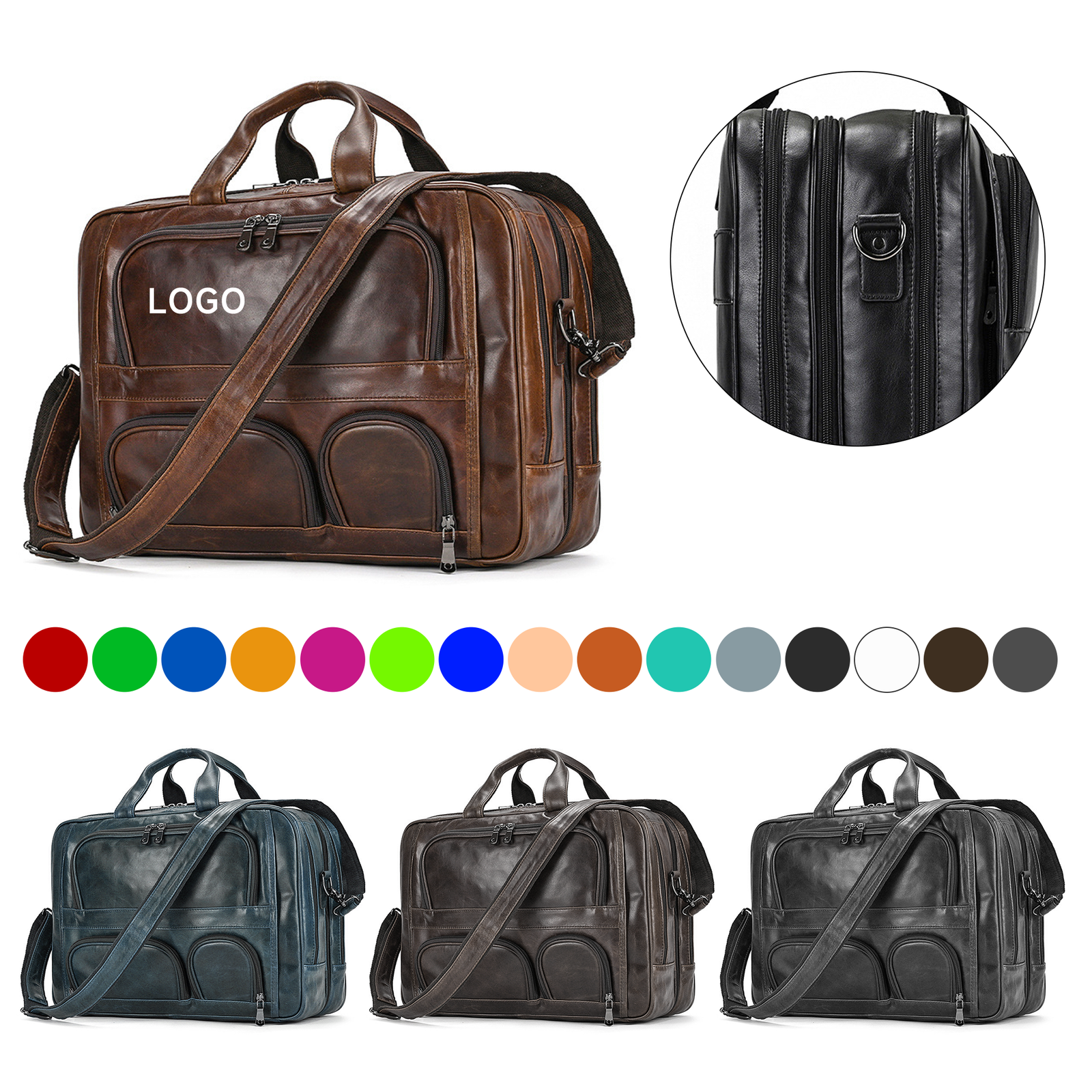 121215456465 Travel Buffalo Leather Briefcase - Image 1