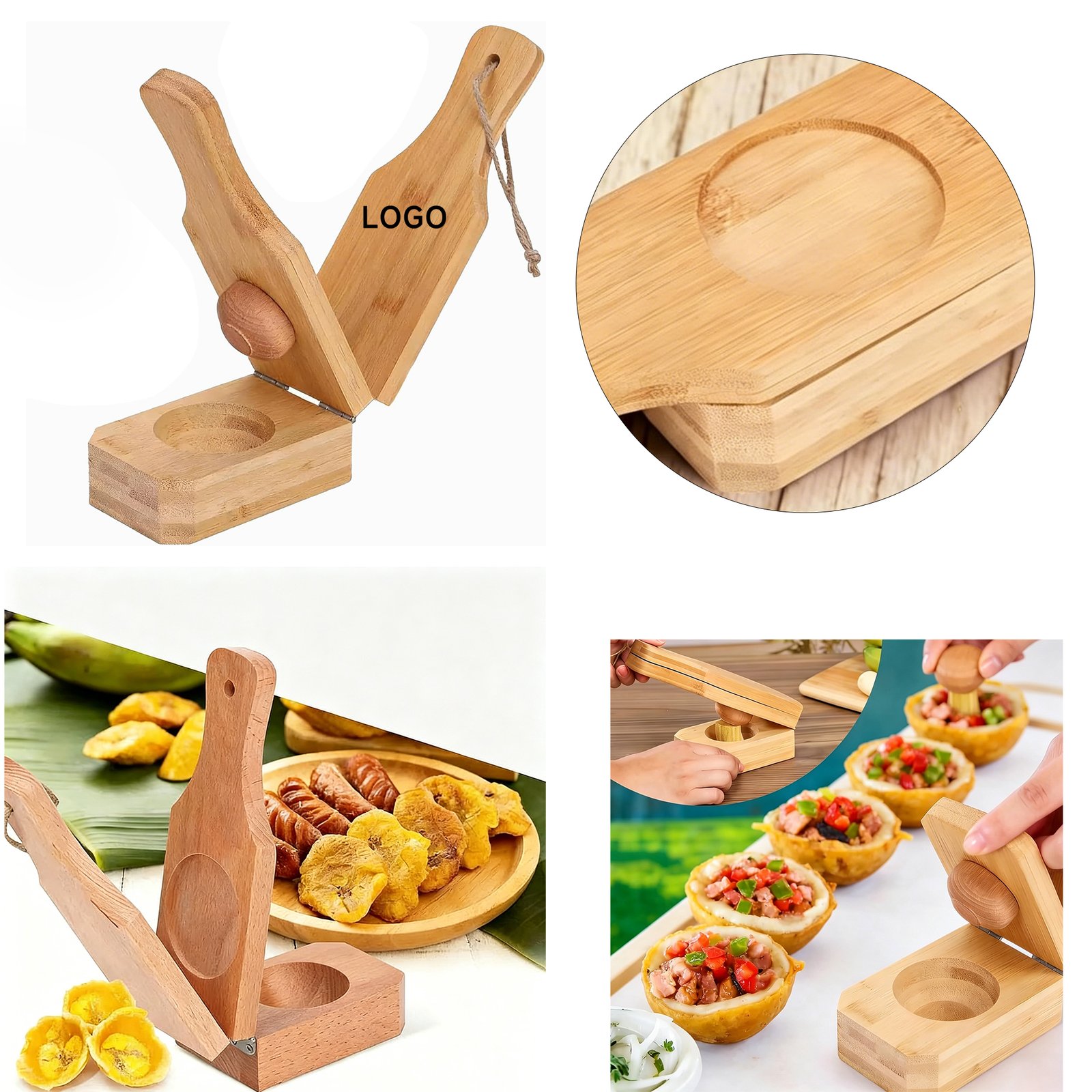 4489 Wooden Banana Masher Press Foldable Tool - Image 1