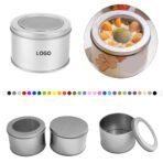 Round Window Tin Can Metal Storage Box