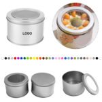 Round Window Tin Can Metal Storage Box