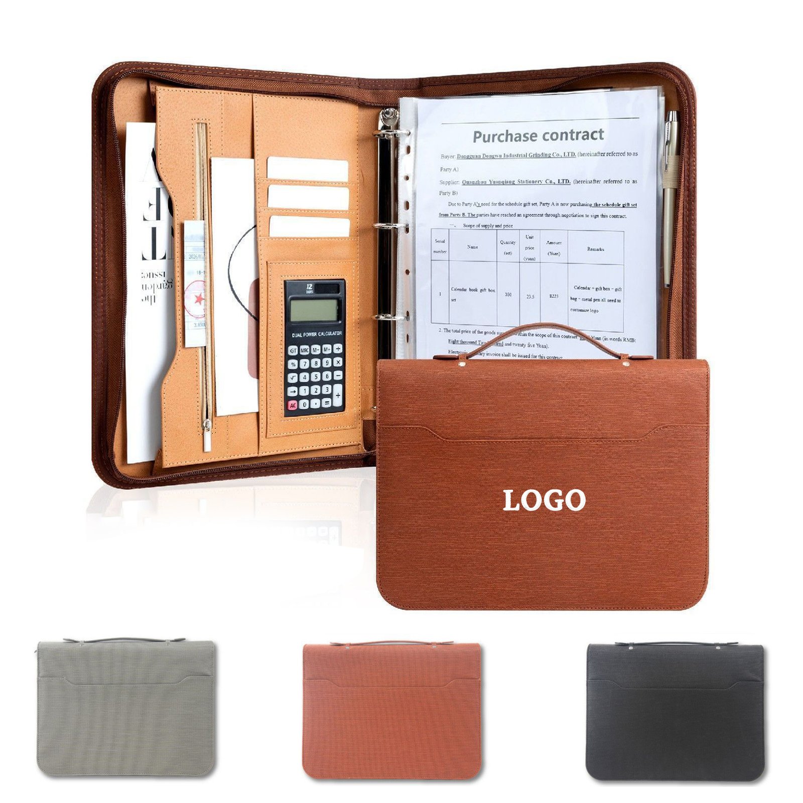 78789789 Faux Leather Portfolio Organizer Binder Ring - Image 1