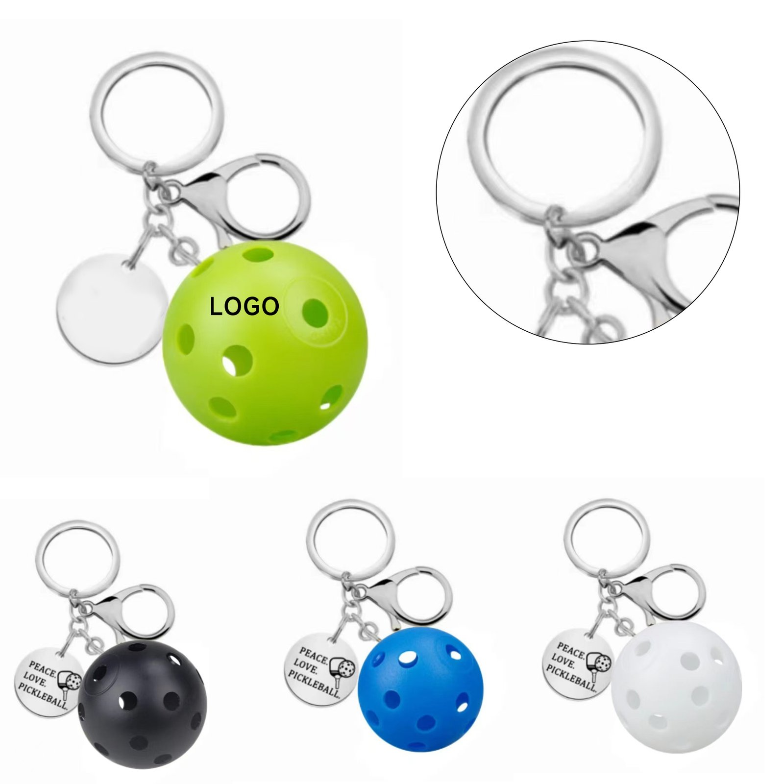 7879 Mini Pickleball Keychain - Image 1